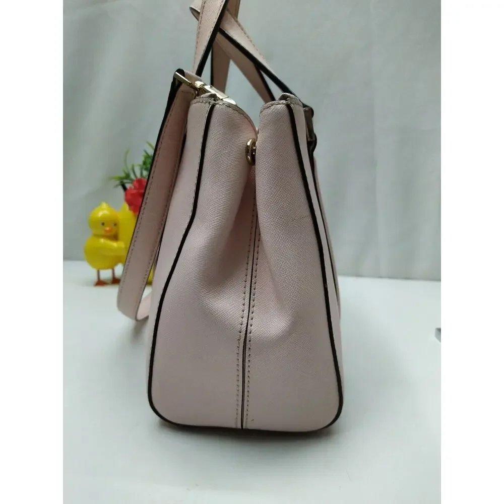 Kate Spade Newbury Lane Loden Pink Crossgrain Leather Carryall Satchel Bag